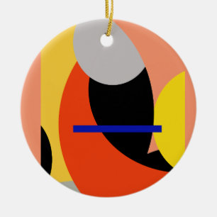 Abstracte gele rode blauwe kunst keramisch ornament