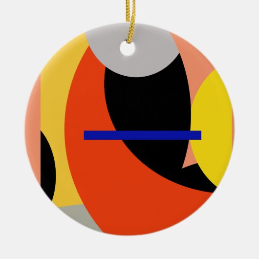 Abstracte gele rode blauwe kunst keramisch ornament (Voorkant)