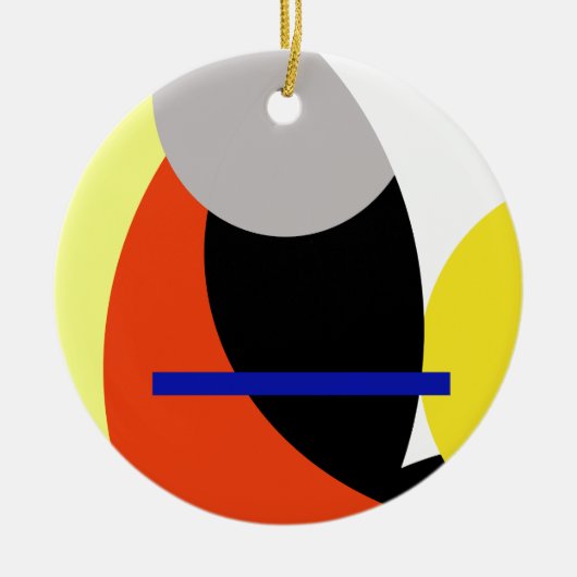 Abstracte gele rode blauwe kunst keramisch ornament (Voorkant)
