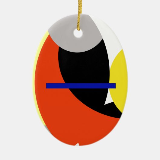 Abstracte gele rode blauwe kunst keramisch ornament (Voorkant)