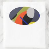 Abstracte gele rode blauwe kunst ovale sticker (Tas)
