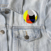 Abstracte gele rode blauwe kunst ronde button 5,7 cm (In situ)