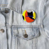 Abstracte gele rode blauwe kunst ronde button 5,7 cm (In situ)