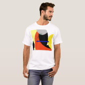 Abstracte gele rode blauwe kunst t-shirt (Voorkant volledig)