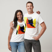 Abstracte gele rode blauwe kunst t-shirt (Unisex)