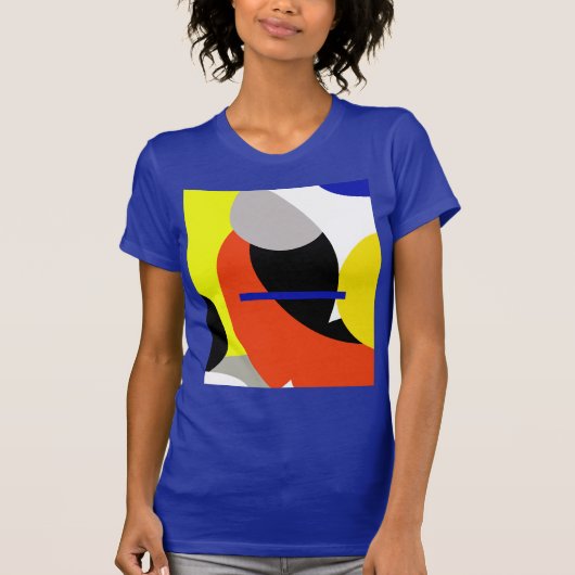 Abstracte gele rode blauwe kunst t-shirt (Voorkant)