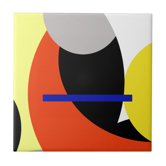 Abstracte gele rode blauwe kunst tegeltje (Voorkant)