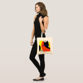 Abstracte gele rode blauwe kunst tote bag (Voorkant (model))