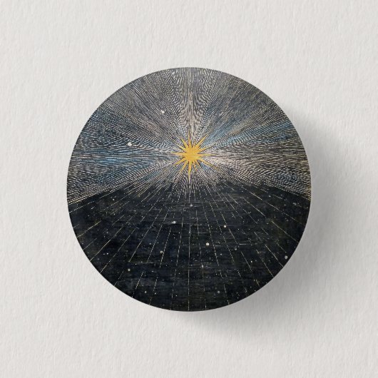 Abstracte Gele Steruitbarsting Mystieke Hemelse Ko Ronde Button 3,2 Cm (Voorkant)