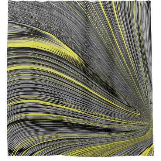 Abstracte gele warp douchegordijn (Voorkant)