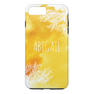 Abstracte gele waterverf splash en koraalrif Case-Mate iPhone case