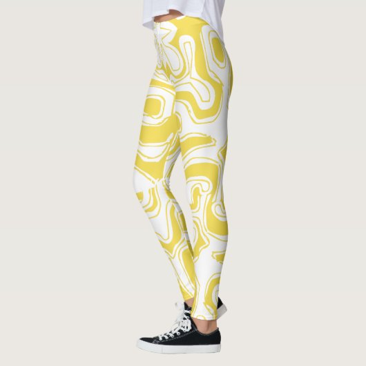 Abstracte gele witzwammen leggings (Links)