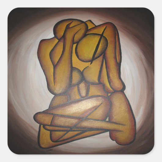 Abstracte geliefden vierkante sticker (Voorkant)