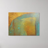 Abstracte Gelli-plaatdruk in turkooisblauw geel go Canvas Afdruk (Voorkant)