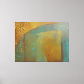 Abstracte Gelli-plaatdruk in turkooisblauw geel go Canvas Afdruk (Voorkant)