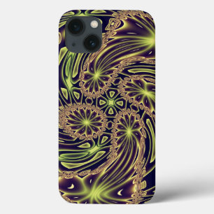 Abstracte Gelukkige Dans Neon Goud Fractale Kunst Case-Mate iPhone Case