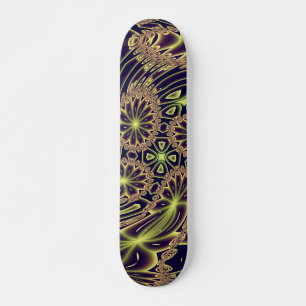 Abstracte Gelukkige Dans Neon Goud Fractale Kunst Persoonlijk Skateboard