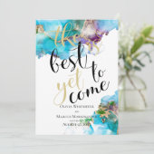 Abstracte gemarmerde inkt Amethyst Blauwgroen spar Kaart (Staand voorkant)