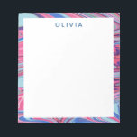 Abstracte gemarmerde kunst in blauw en roze notitieblok<br><div class="desc">Een levendig,  levendig abstract ontwerp van gemarmerde zirels van blauw en roze acryl,  gepersonaliseerd met jouw naam of een woord van keuze.</div>