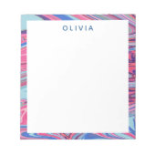 Abstracte gemarmerde kunst in blauw en roze notitieblok (Voorkant)