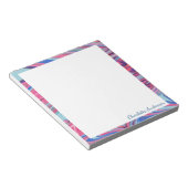 Abstracte gemarmerde kunst in blauw en roze, op ma notitieblok (Schuin)