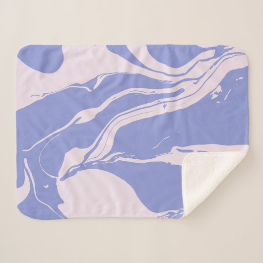 Abstracte gemarmerde kunst in Lavender en Blush Sherpa Deken (Voorkant (horizontaal))