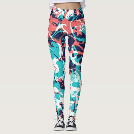 Abstracte gemarmerde papieren kunstachtergrond leggings (Voorkant)