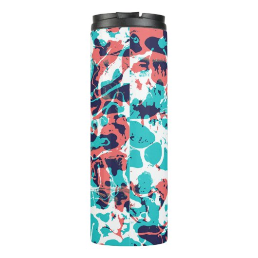 Abstracte gemarmerde papieren kunstachtergrond thermosbeker (Achterkant)