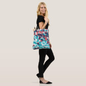 Abstracte gemarmerde papieren kunstachtergrond tote bag (Op model)