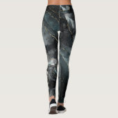 Abstracte gemarmerde verf - Grijze blauwe moderne  Leggings (Achterkant)