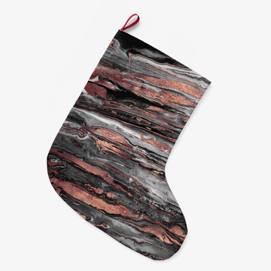 Abstracte gemarmerde verf met matig roos goudverf grote kerstsok (Voorkant (Hangend))