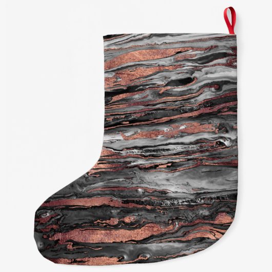 Abstracte gemarmerde verf met matig roos goudverf grote kerstsok (Achterkant)