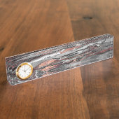 Abstracte gemarmerde verf met matig roos goudverf naambordje (Zijkant)