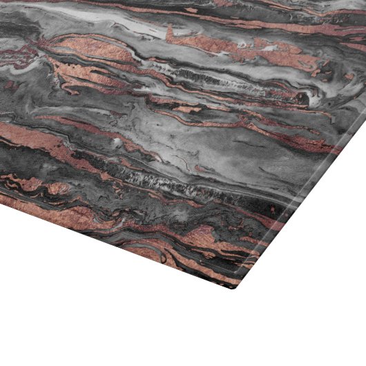 Abstracte gemarmerde verf met matig roos goudverf snijplank (Hoek)