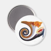 Abstracte gematigde gematigde gember kat magneet (Voorkant / Achterkant)