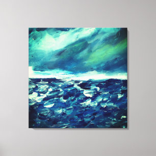 Abstracte gemberverf op winterdag canvas afdruk