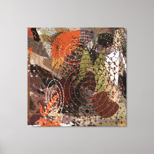 Abstracte Gemengde Media Aardse Herfstkleuren Canvas Afdruk