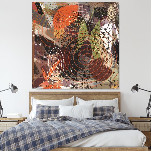 Abstracte Gemengde Media Aardse Herfstkleuren Canvas Afdruk (Insitu (Slaapkamer))