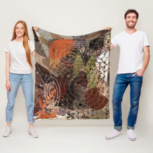 Abstracte Gemengde Media Aardse Herfstkleuren Fleece Deken