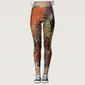 Abstracte Gemengde Media Aardse Herfstkleuren Leggings (Voorkant)