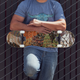 Abstracte Gemengde Media Aardse Herfstkleuren Persoonlijk Skateboard