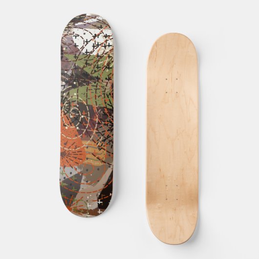 Abstracte Gemengde Media Aardse Herfstkleuren Persoonlijk Skateboard (Voorkant)