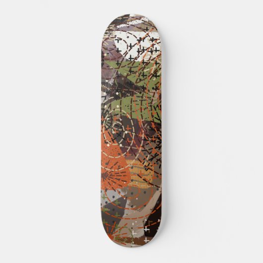 Abstracte Gemengde Media Aardse Herfstkleuren Persoonlijk Skateboard (Voorkant)
