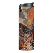 Abstracte Gemengde Media Aardse Herfstkleuren Thermosbeker (Gedraaid links)