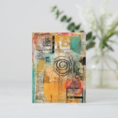 Abstracte gemengde mediacollage briefkaart (Staand voorkant)