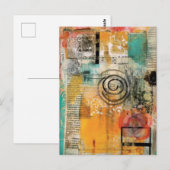 Abstracte gemengde mediacollage briefkaart (Voorkant / Achterkant)