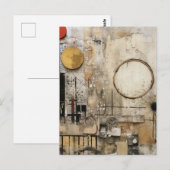 Abstracte gemengde mediacollage briefkaart (Voorkant / Achterkant)