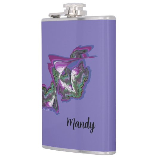 Abstracte Gemengde Mediakunst Vinyl Gewikkeld Kolf Heupfles (Links)