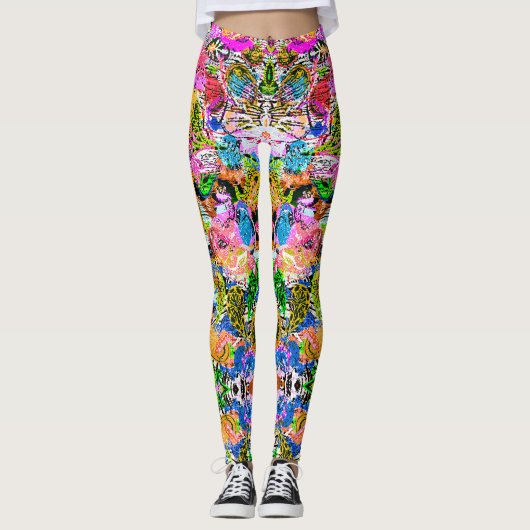 abstracte gemengde paisleybloemen in kleur iPad  Leggings (Voorkant)