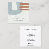 ABSTRACTE GEMIDDELDE KERAMISCHE TEXTUURBLAUWE DRUK VIERKANTE VISITEKAARTJE (Voorkant / Achterkant)